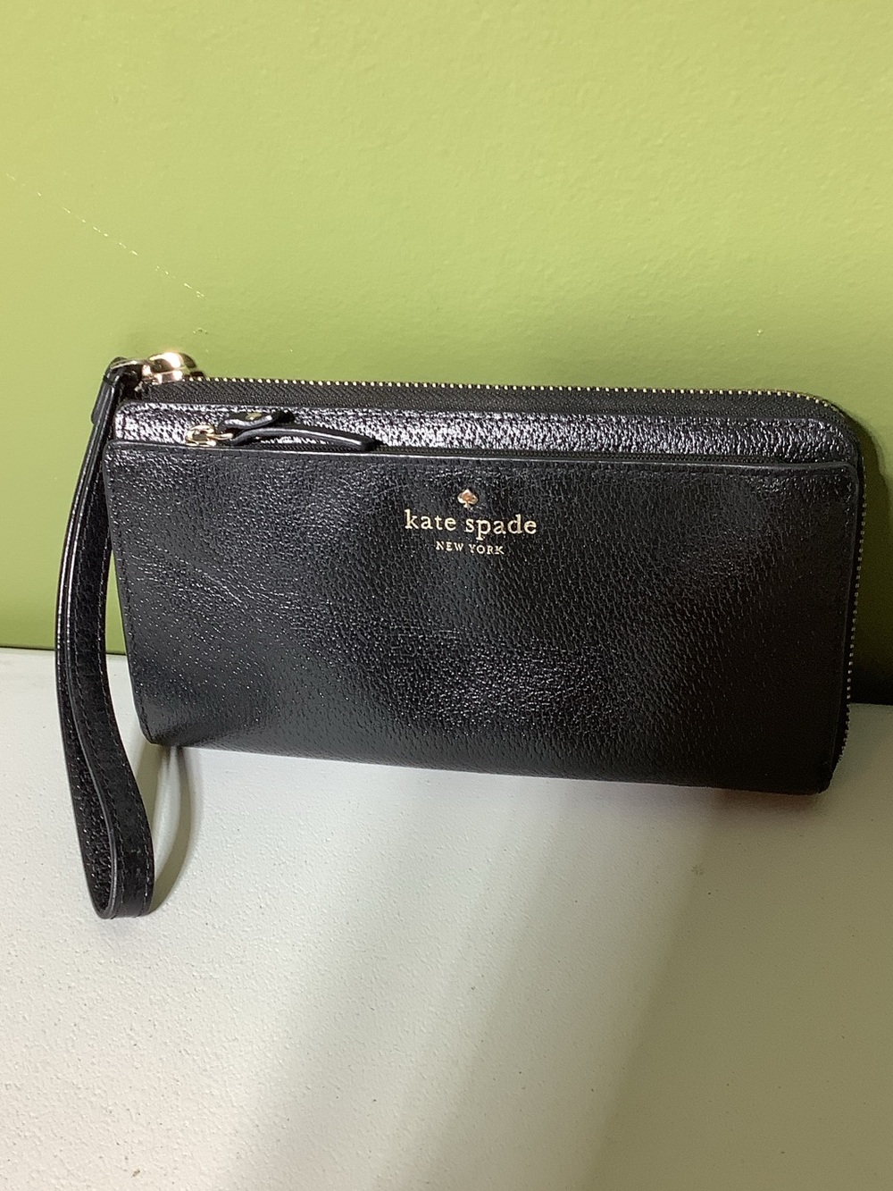Kate Spade NY black zip around wristlet/wallet
